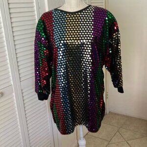 Fatigati and Smith vintage festive tunic top medium black & flat sequins size L